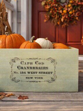 Sage Green Wooden Crate - Vintage Cape Cod Cranberry Farmhouse Box